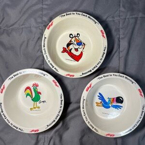 Vintage 1995 Kellogg’s Cereal Bowls Set of 3 Tony Tiger Toucan Sam Cornelius